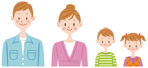 家族　親子　横並び　ファミリー　世帯