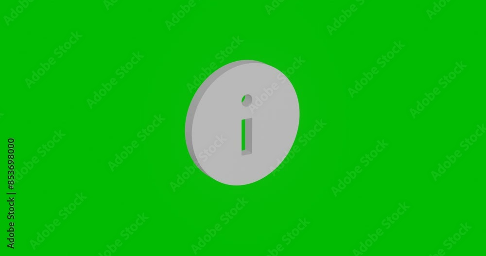 Poster animation of rotation of a white info symbol with shadow. simple and complex rotation. seamless loop