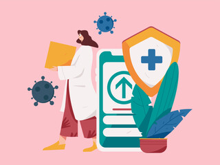 Medical characters fighting the epidemic flat vector concept operation hand drawn illustration
