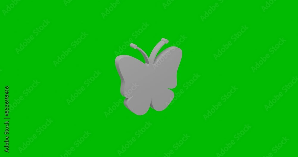 Poster animation of rotation of a white butterfly symbol with shadow. simple and complex rotation. seamless