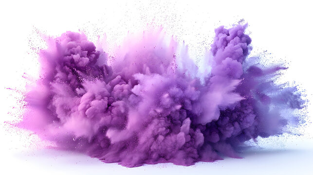 Explosi&oacute;n de polvo de colores morados con fondo blando
