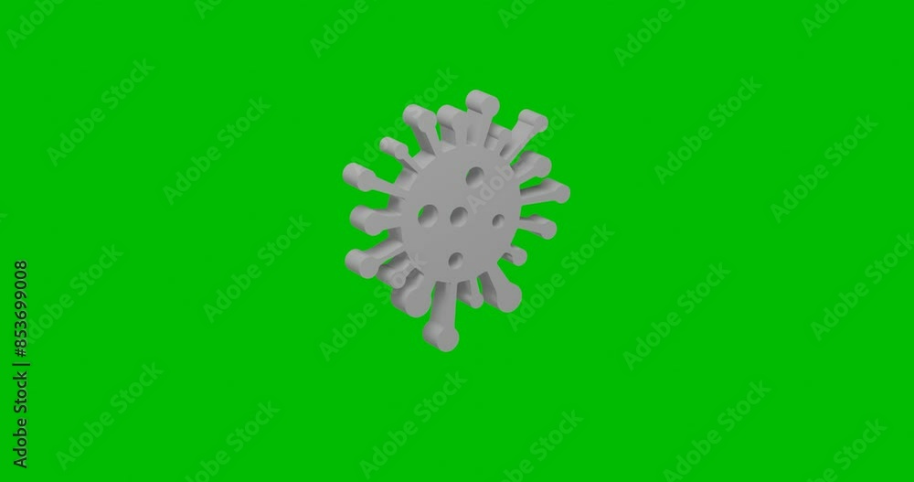 Poster animation of rotation of a white coronavirus symbol with shadow. simple and complex rotation. seamle