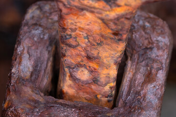 Heavily patinated section of a rusting winch with gorgeous rust colour patterns.