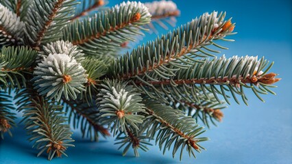 Beautiful green fir tree branches close up. Christmas and winter concept, close up of Christmas trees branches green texture background.

