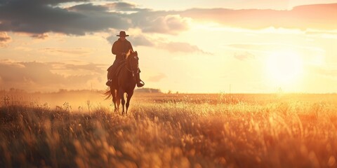 A person is riding a horse