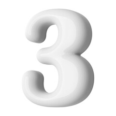 White 3D Number 3