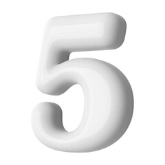 White 3D Number 5