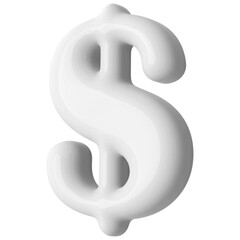 White 3D Dollar Symbol