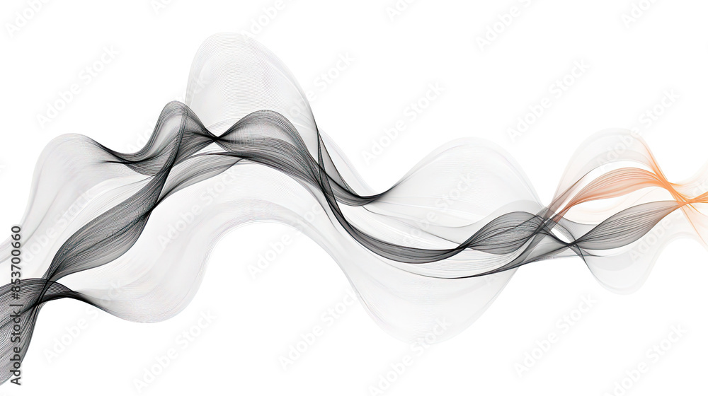 Poster dynamic flowing wave lines on a transparent background