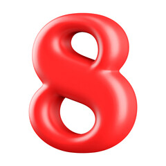 Red 3D Number 8