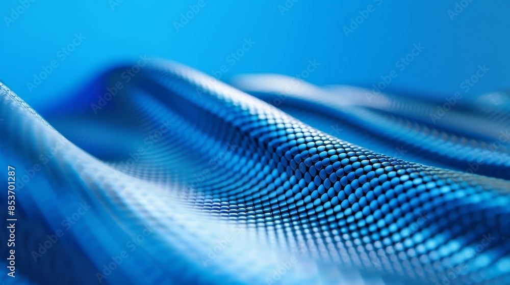 Poster abstract blue wavy surface with repeating circular texture.