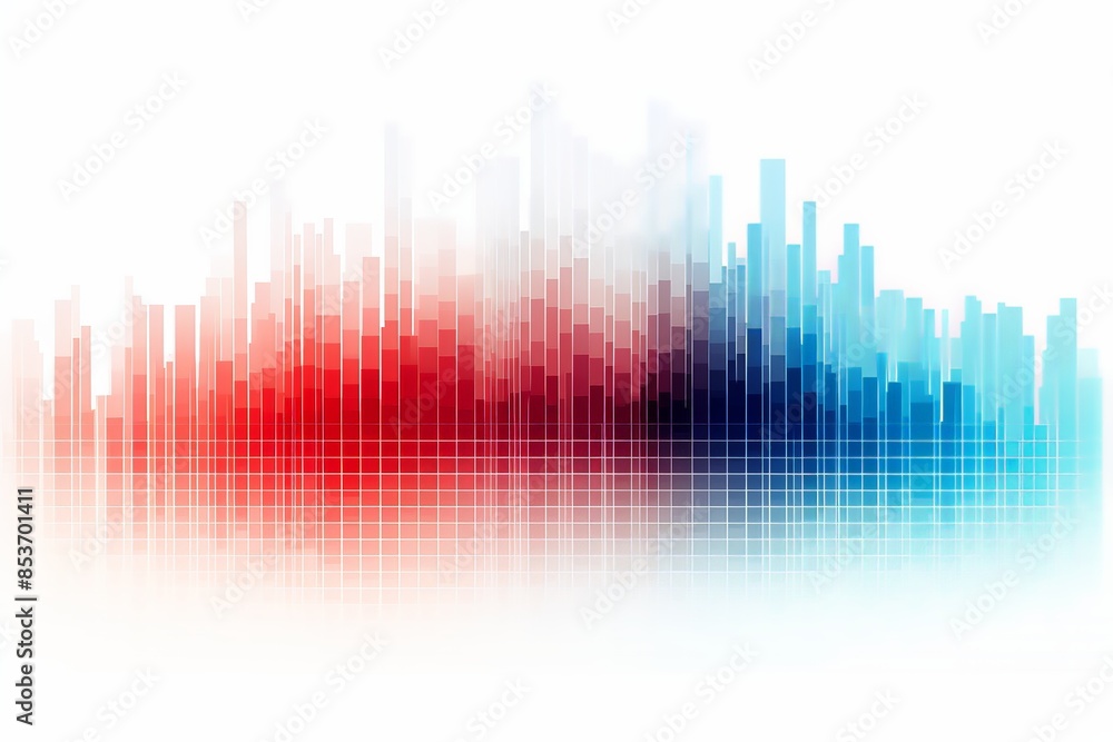 Aufkleber abstract gradient bar chart with red and blue hues on white background depicting data visualization 