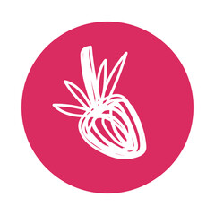 Strawberry. Fruit berry sketch. Pencil drawing illustration. Pen or marker color symbol. Round icon