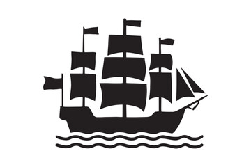 Pirate Ship Silhouette Logo Icon vector