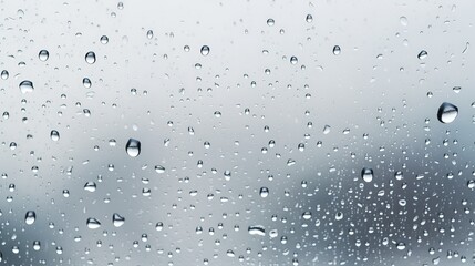 Close-up of raindrops on a glass window, creating a natural, serene pattern with a blurred background, perfect for weather-related themes.
