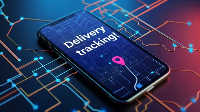 Close-up of a smartphone displaying a delivery tracking app interface, highlighting precise order monitoring features.
