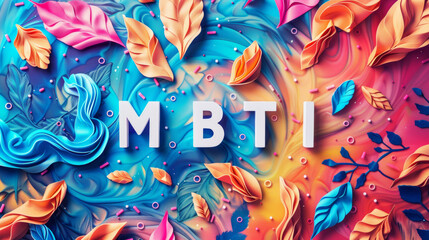 colorful artistic design of letters "MBTI", vector illustration for Myers&ndash;Briggs Type Indicator