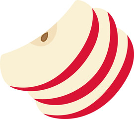 Cute red sliced cut apple, delicious and healthy fruit illustration design.