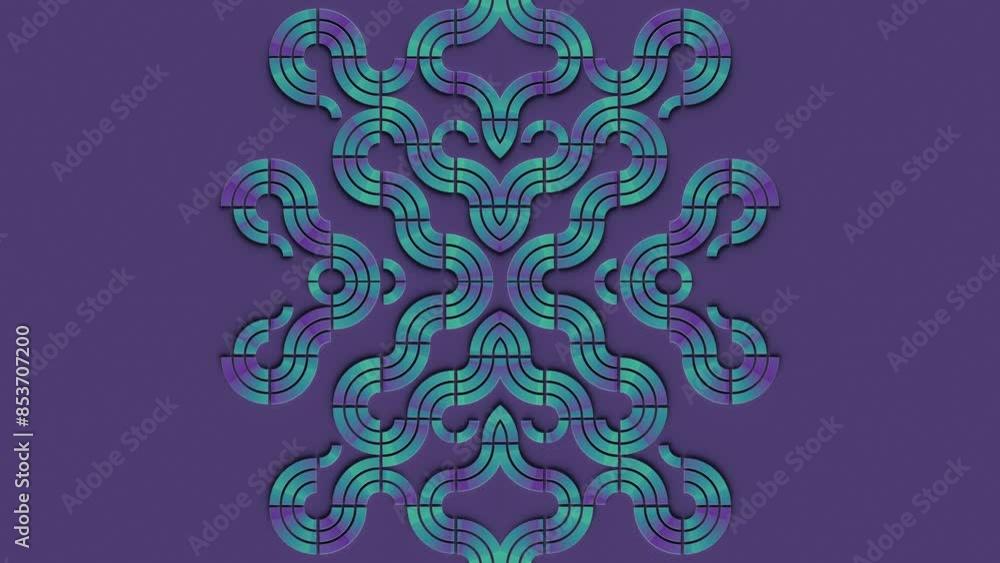 Poster Pattern of intertwining, swirling shapes. 3d rendering loop animation 4K