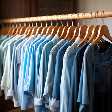 Pila de varios tonos de camisas y cazadoras vaqueras, jeans denim textura. 
Tejano textura de fondo para el dise&ntilde;o. Lienzo textura vaquera. 