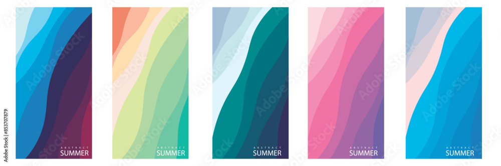 Poster abstract background design with summer color theme, with wavy patterns,abstract summer wave backgrou