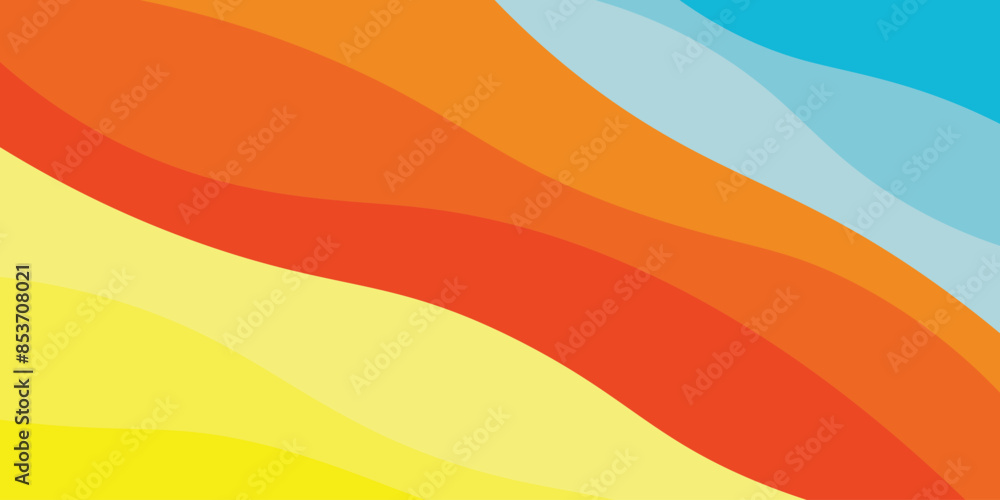 Poster abstract background design with summer color theme, with wavy patterns,abstract summer wave backgrou