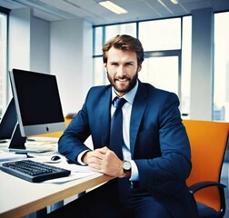 Businessman working in office