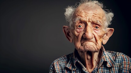 old man with Disgust: Nose wrinkles, lip curls, revulsion evident, recoiling in distaste