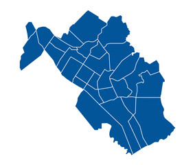 Fototapeta premium Outline blue map of Fremont city