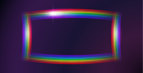 Glowing Rainbow Color Rectangle Frame. Perfect vector clip art for your design.