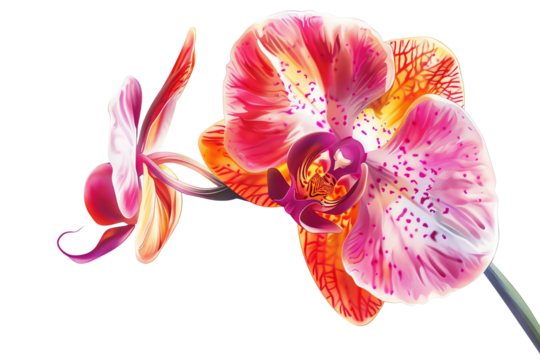 A watercolor painting of a pink and yellow orchid, isolated on transparent background - Powered by Adobe