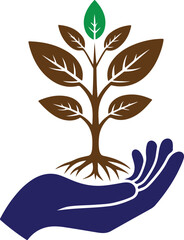 Plant in hand vector icon