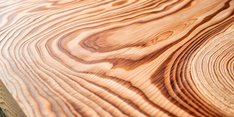 Fototapeta premium The image features a close-up view of a wooden surface with a curvy and smooth texture, showcasing the natural beauty of wood grain patterns.