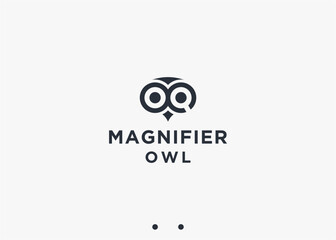 Fototapeta premium owl with magnifier logo design vector silhouette illustration