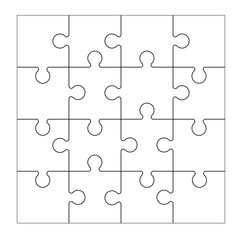 Fototapeta premium Set of black and white puzzle pieces isolated on a white background. Vector illustration