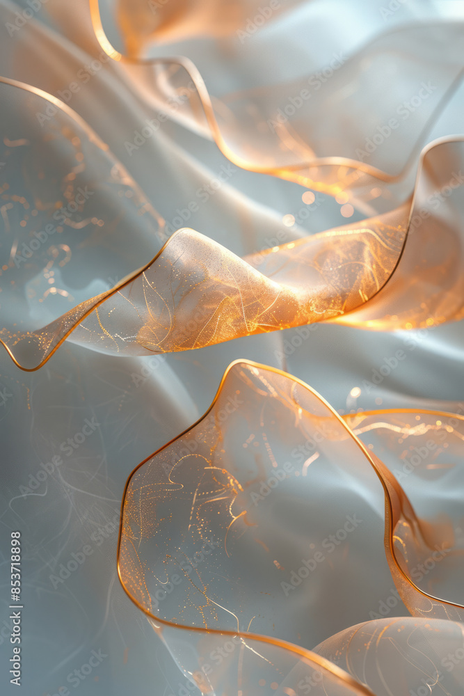 Poster minimalist abstract art with delicate gold lines intersecting on a white canvas,