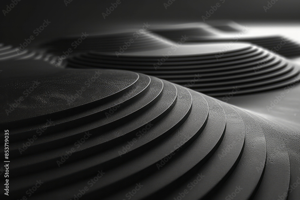 Poster minimalist black and white abstract lines creating a wave pattern on a clean surface,