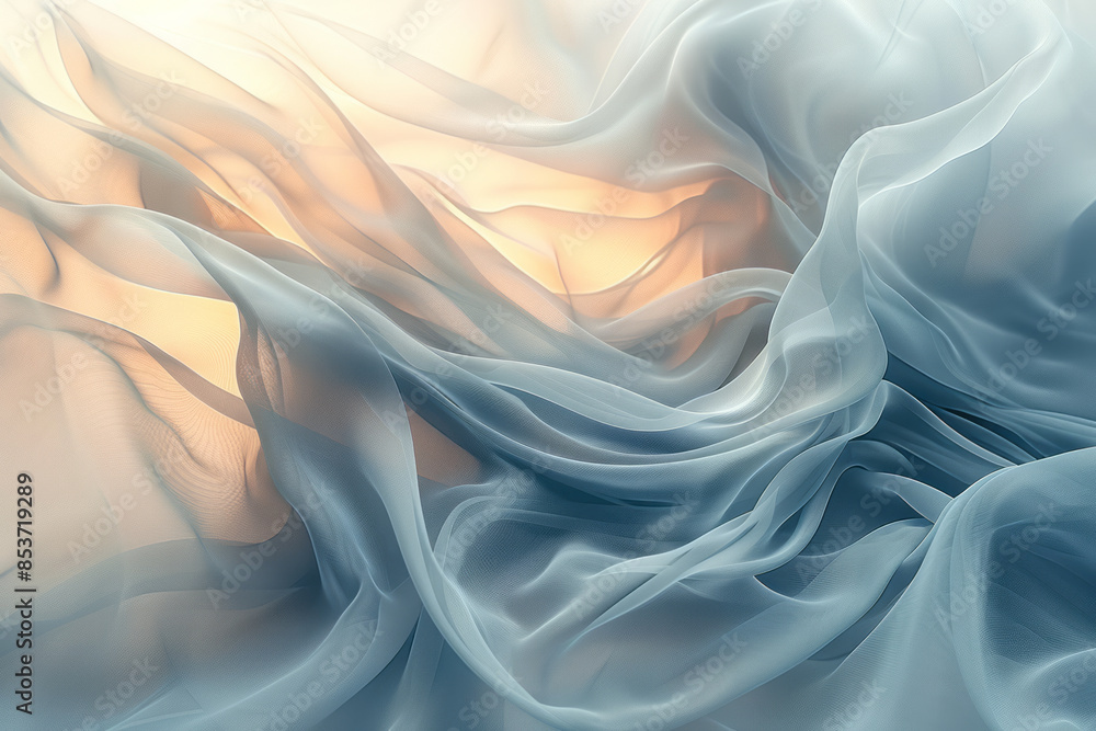 Poster elegant abstract composition with fluid lines and muted tones on a plain background,