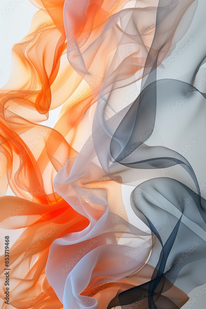 Leinwandbilder minimalist abstract art featuring overlapping translucent shapes on a white canvas,