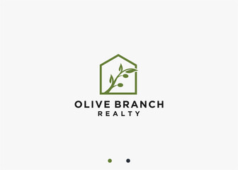 house with olive tree logo design vector silhouette illustration