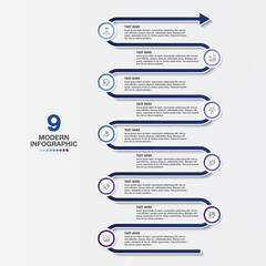 Modern infographic with 9 steps and business icons for presentation.