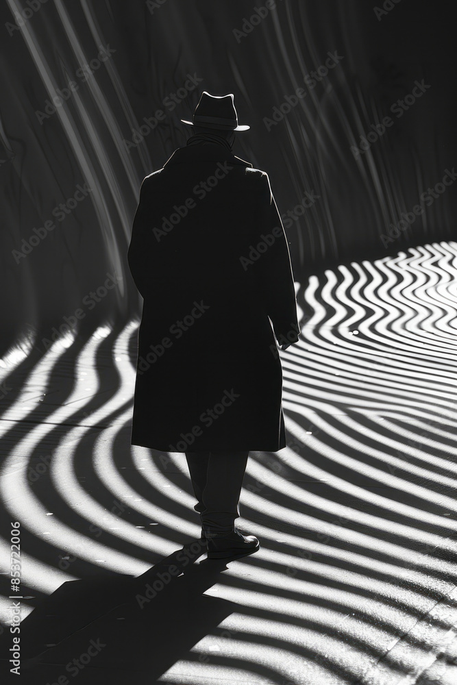 Poster minimalist aesthetic of an optical illusion where static images appear to move and pulse,