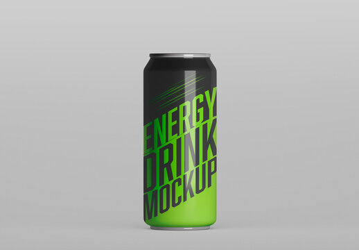 Energy Drink Can Mockup Frontal View