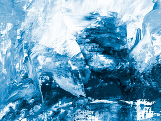 Blue fantastic abstract creative painting. Hand-drawn, color texture, brush strokes of paint, art background.