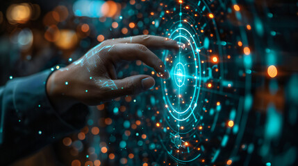 Customer Support: Businessman touching the Customer Support icon and global technological Networking. Assistance, Service Excellence, Problem Resolution