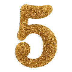 Gold Glitter 3D Number 5