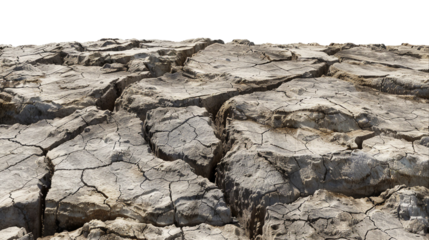 Cracked, dry earth, isolated on white.