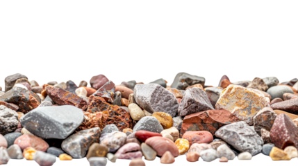 Scattered smooth stones, isolated on white.