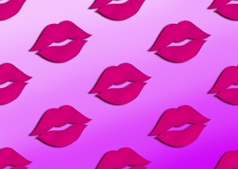 Kiss. Kiss pattern. Beauty business card. lips Glamour. Pink kiss and pink background