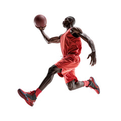 Naklejka premium Basketball player in mid-air holding a ball.